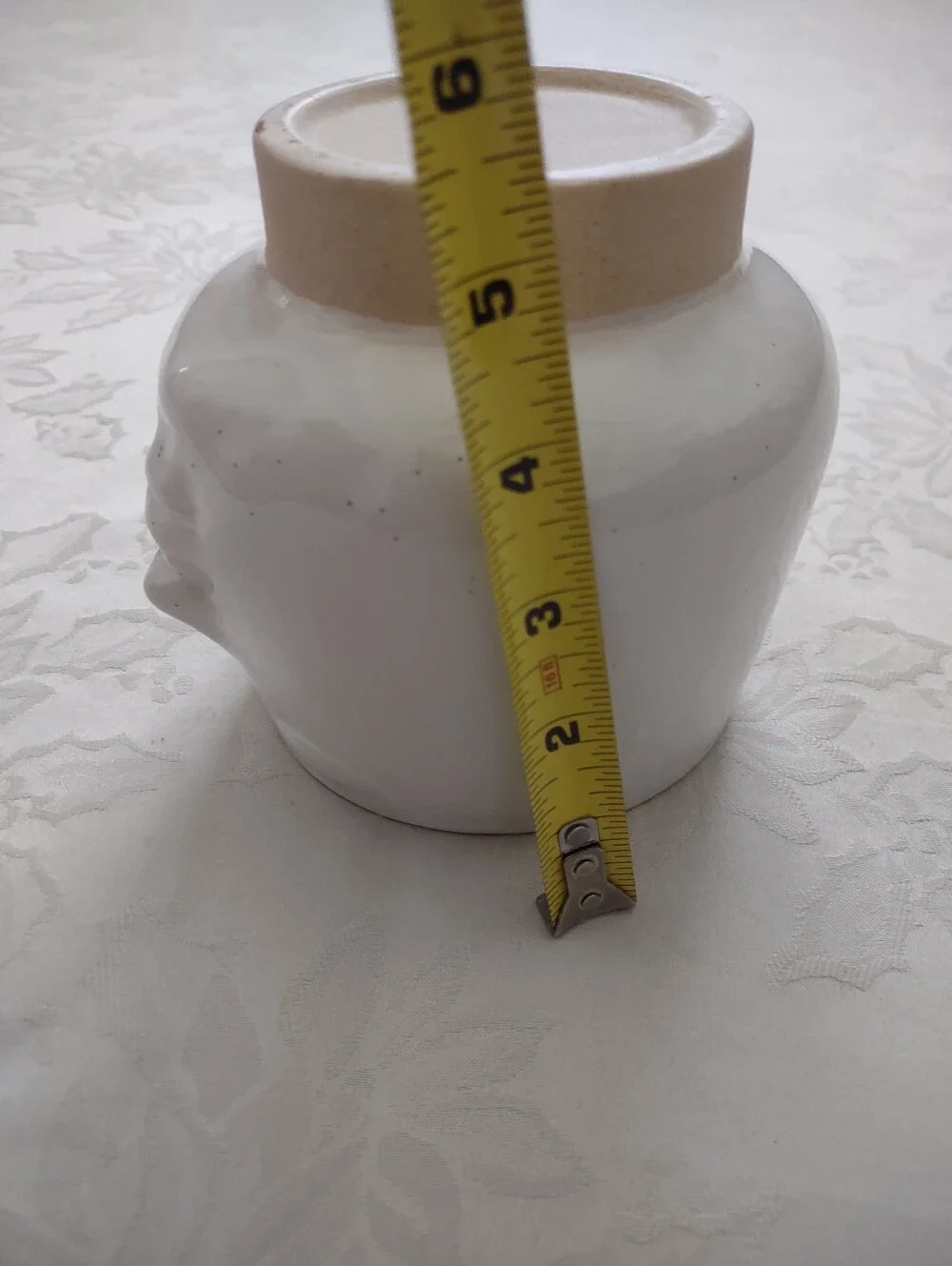 Face Head Sculptural White Figure Vase Pottery Ceramic